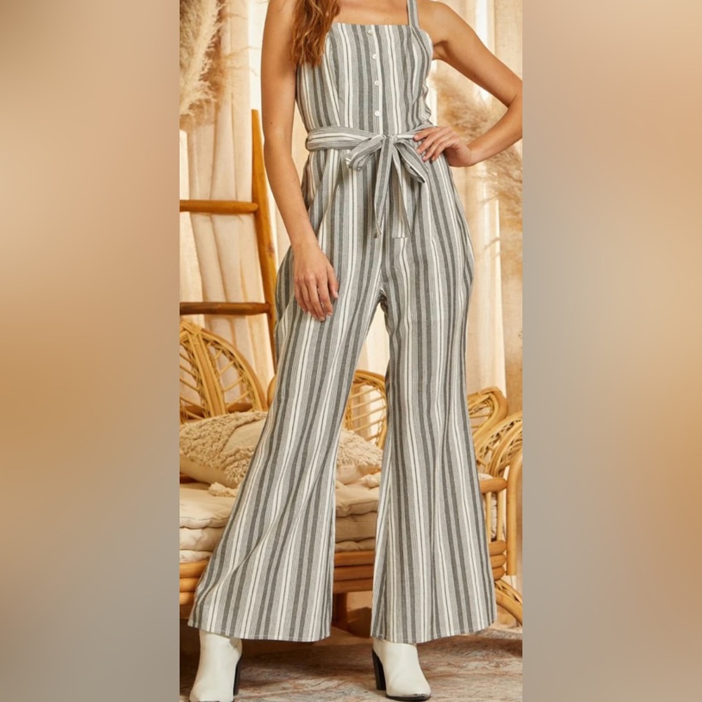 NWT Andree by Unit Striped Jumpsuit, Size Medium